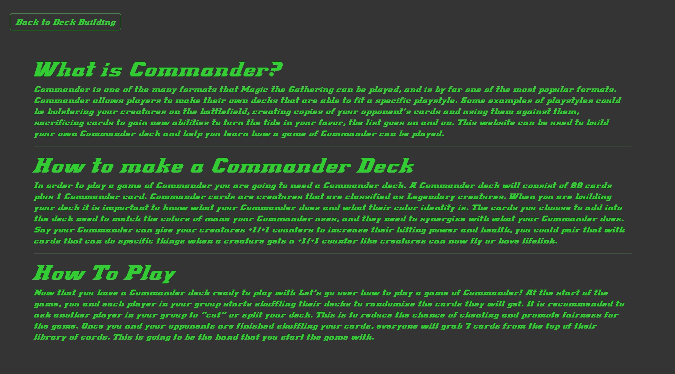 Command Structure Rules Page
