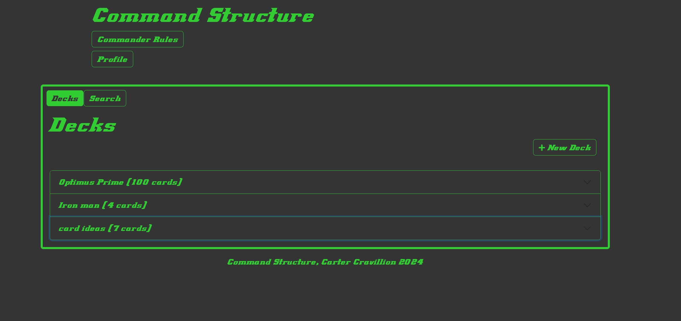 Command Structure Decks Page